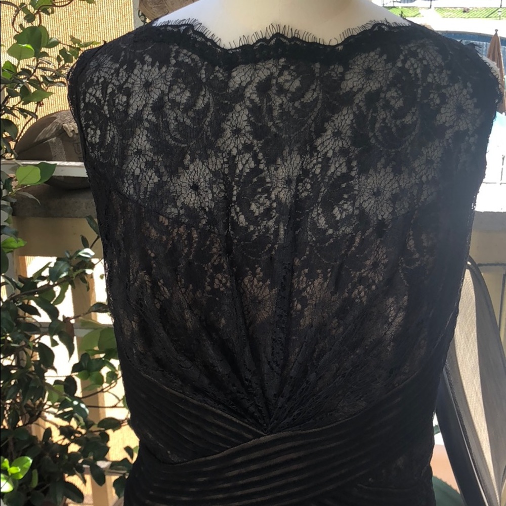 Tadashi Shoji Black Laced Tan lining Formal Dress - Picture 2 of 7